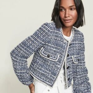 Christian Lacroix Navy and Cream Tweed Jacket